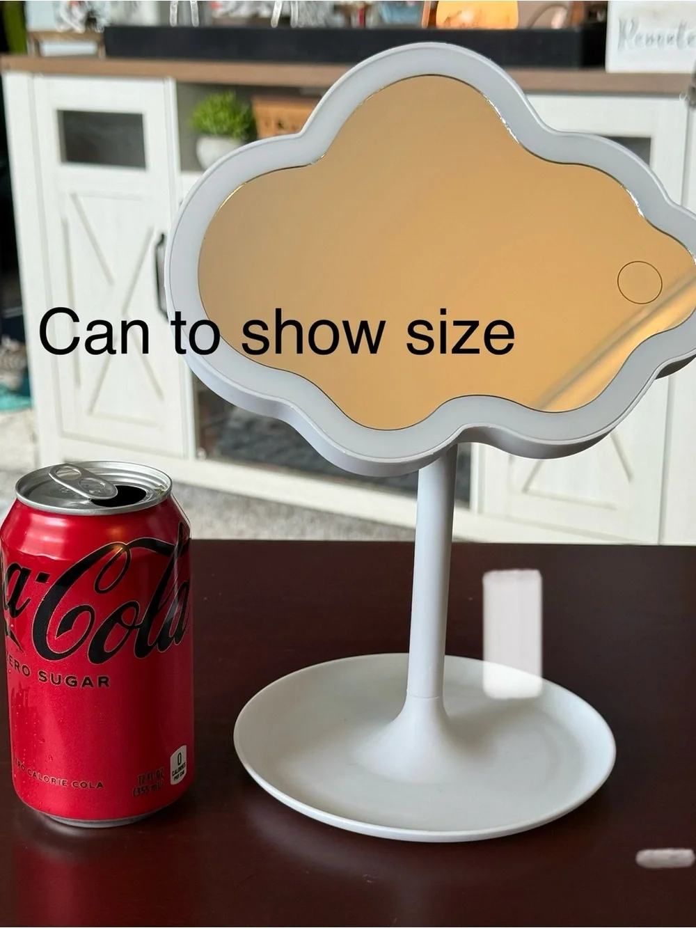 Cloud-Shaped LED Vanity Mirror in White with Integrated Tray